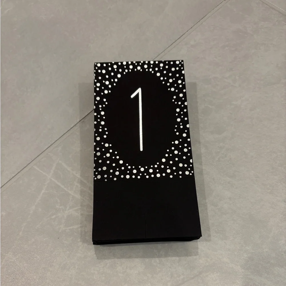 Wedding Party Polka Dot Silver Metallic Table Number Tents Numbers 1 to 40